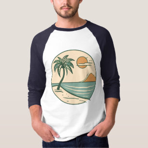 T-shirt graphique scène de plage tropicale minimal