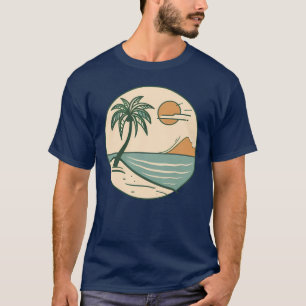 T-shirt graphique scène de plage tropicale minimal