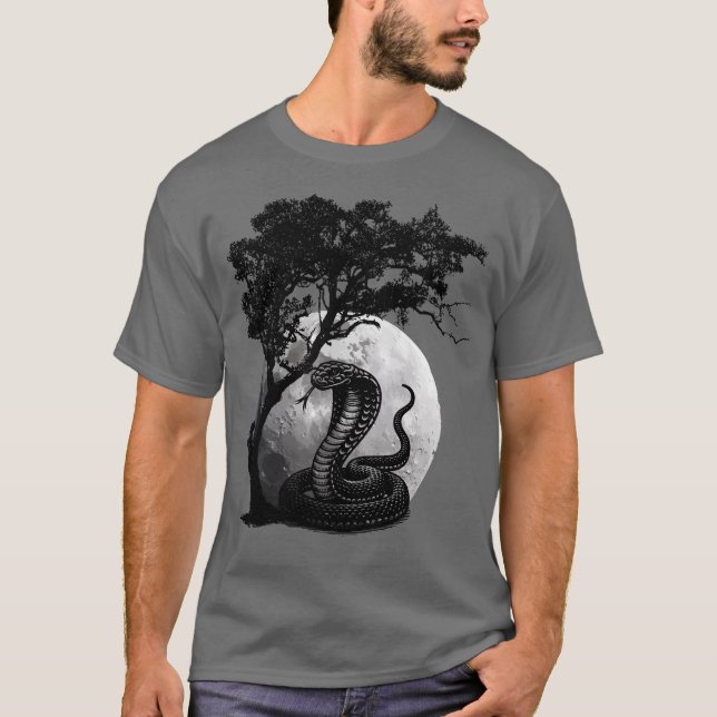 T-Shirt Graphique Serpent Cobra Mystique et Arbre (Devant)
