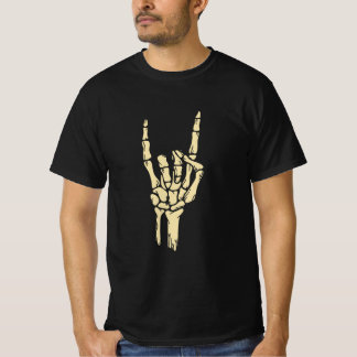 T-Shirt Graphique Signe de Main Rock Skeleton - Go
