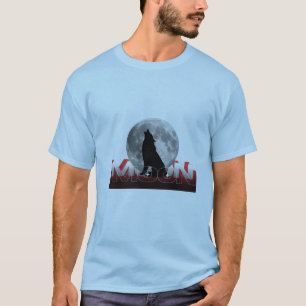 T-shirt graphique silhouette de loup hurlant avec