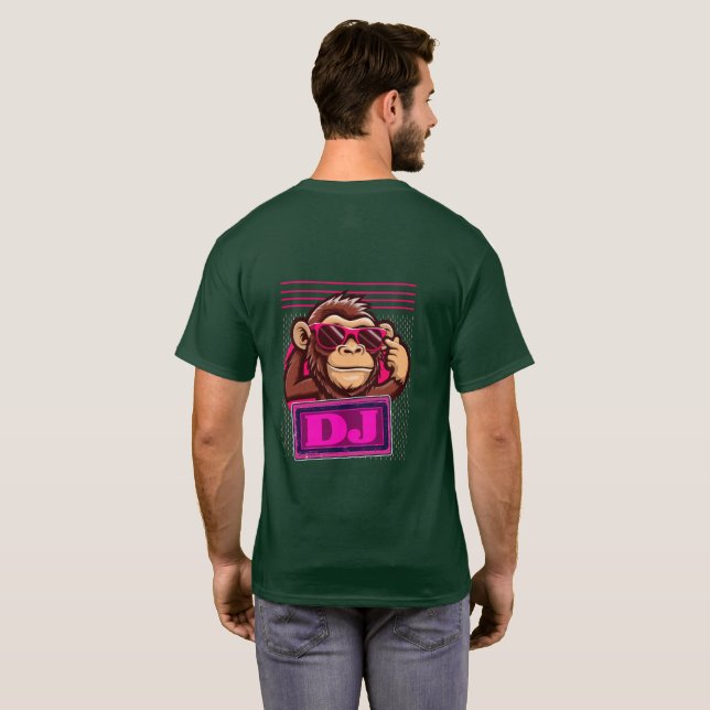 T-Shirt Graphique Singe de Dessin Animé Funky  (Dos entier)