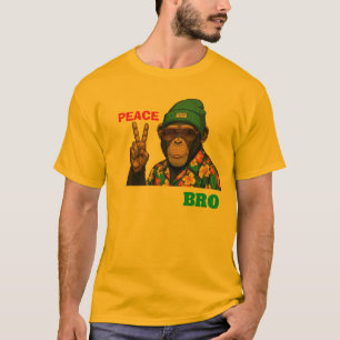 T-Shirt Graphique Singe Peace Bro - Cool Monkey