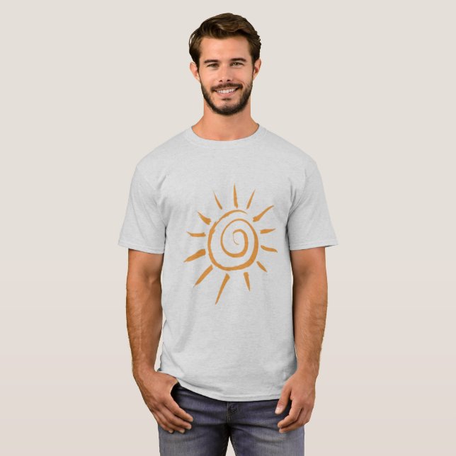 T-shirt graphique soleil doré pour hommes - Été mi (Devant entier)