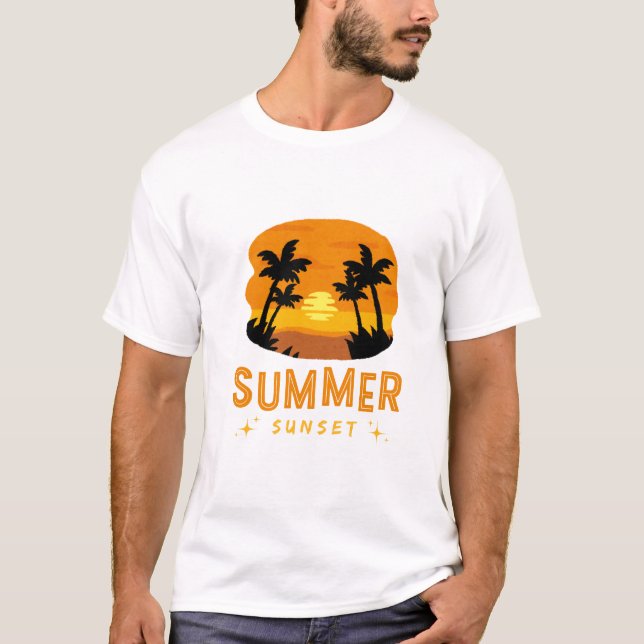 T-shirt graphique soleil du soir d'été (Devant)