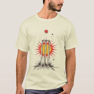 T-shirt graphique T20 de cricket aux piquets brisé