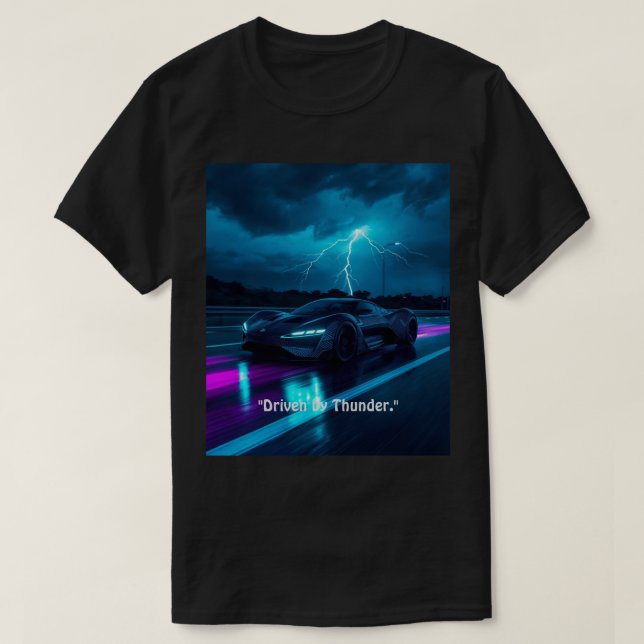 T-Shirt Graphique Tempête Éclair Hypercar Cyberpun (Design devant)