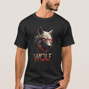 T-Shirt Graphique Tête de Loup Alpha - Yeux Rouge 
