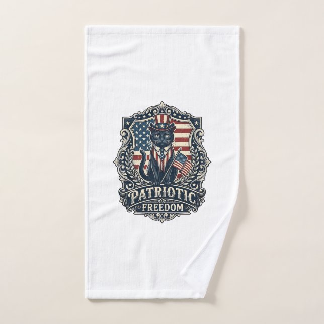 T-shirt graphique vectoriel de chat noir patriotiq (Serviette à main)