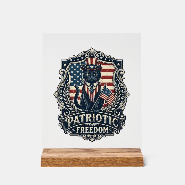 T-shirt graphique vectoriel de chat noir patriotiq (Recto)