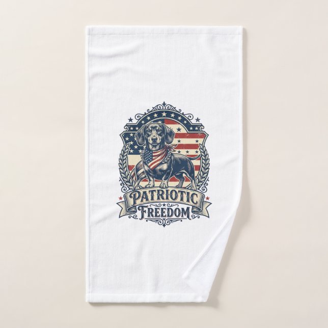T-shirt graphique vectoriel de teckel patriotique_ (Serviette à main)