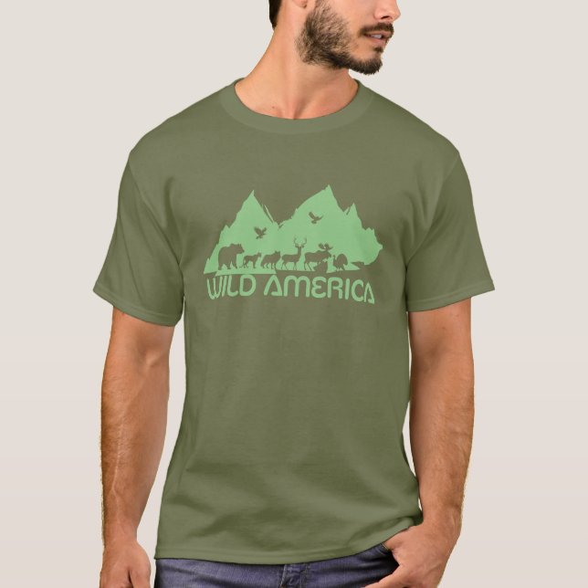 T-shirt Graphique vectoriel évolutif de la faune d'Amériqu (Devant)