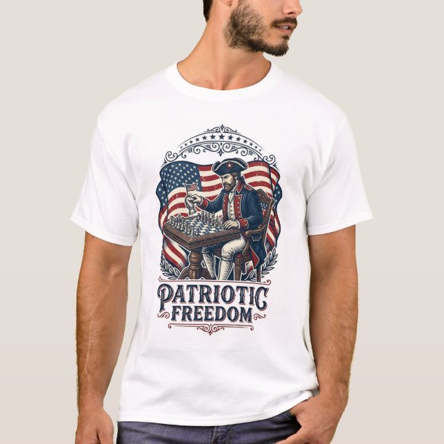 T-shirt graphique vectoriel joueur d'échecs patrio (Devant)