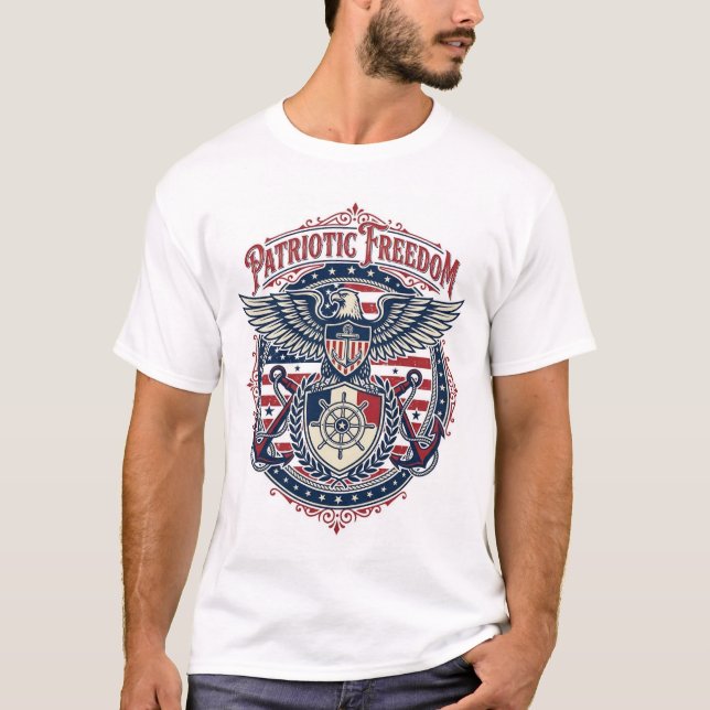 T-shirt graphique vectoriel prépa côtier patriotiq (Devant)