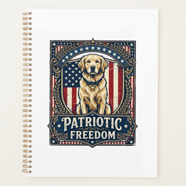 T-Shirt Graphique Vectoriel Retriever Doré Patriot (Devant)