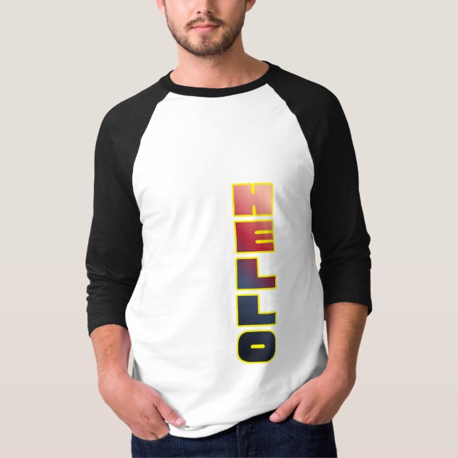 T-Shirt Graphique Vertical Moderne "Hello" (Devant)