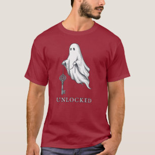 T-shirt graphique vintage avec clé de squelette fa