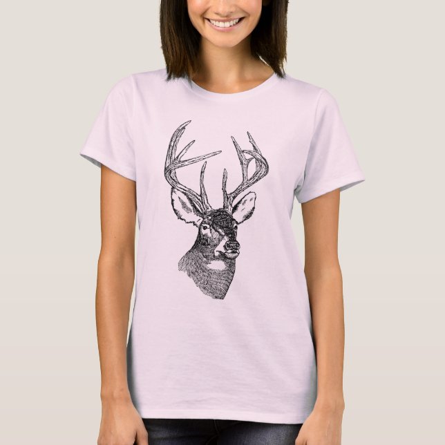 T-shirt Graphique vintage d'art de cerfs communs (Devant)