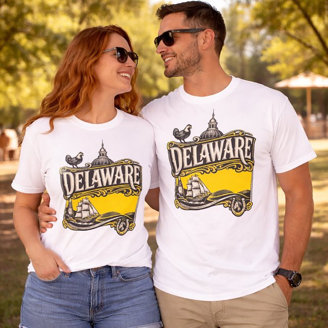T-Shirt Graphique Vintage de l'État du Delaware (Créateur téléchargé)