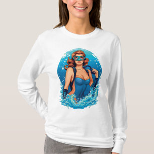 T-shirt Graphique vintage Design Femme Plongeur de plongée