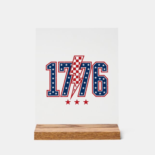 T-shirt Graphique Vintage Éclair Patriotique 1776_ (Recto)