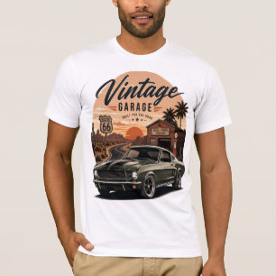 T-Shirt graphique Vintage Mustang Route 66 Garage