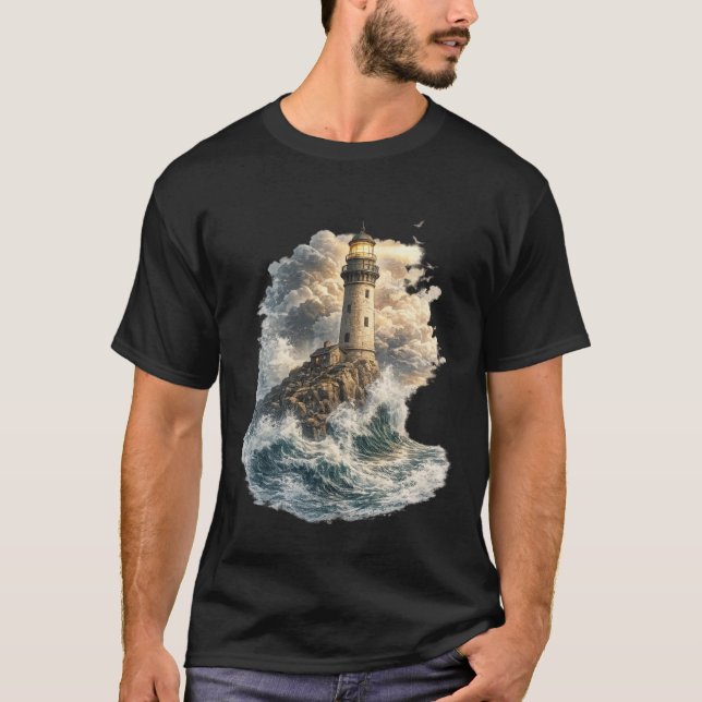 T-Shirt graphique vintage phare océanique (Devant)