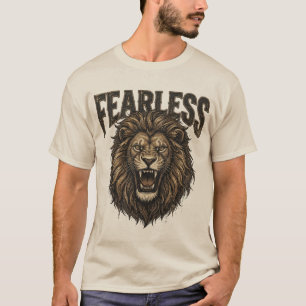 T-Shirt Graphique Vintage Portrait de Lion Intrépi