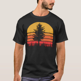 T-shirt Graphique Vintage Rétro Sun Minimalist Pine Tree