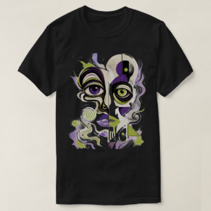 T-Shirt Graphique Visage Abstrait Surréaliste - Ps
