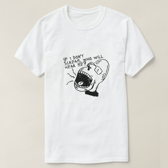 T-Shirt Graphique Visage Hurlant Noir et Blanc (Design devant)