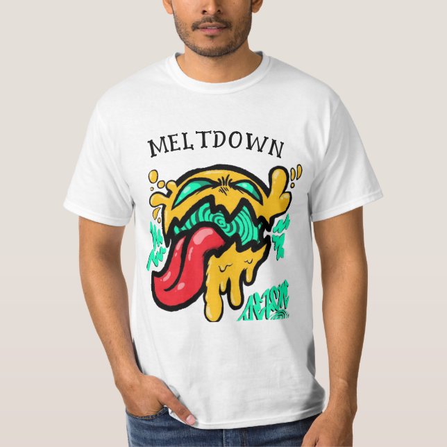 T-Shirt Graphique Visage qui Fond Effet Goutte Vin (Devant)