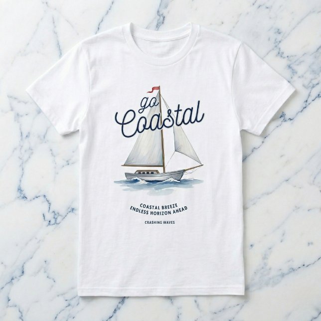 T-shirt graphique voilier blanc côtier (POV: You’re coastal.)