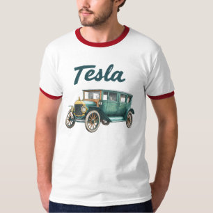 T-Shirt Graphique Voiture Électrique Classique Vin