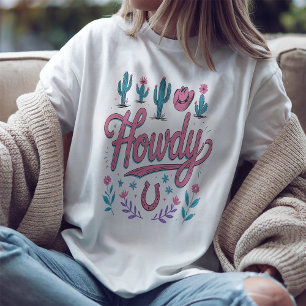 T-shirt graphique western Cowgirl Pastel salut les
