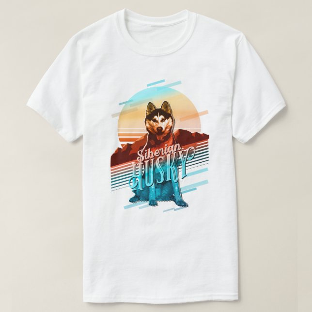 T-shirt Graphiques rétro Siberian Husky Multi-Color ID754 (Design devant)