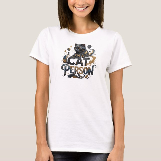 T-shirt Graphisme 3D Orange I'M A CAT PERSON Texte Attraya (Devant)