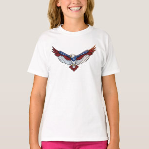 T-shirt Graphisme Aigle en vol patriotique – Rouge Blanc