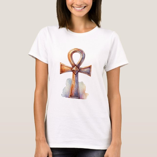 T-shirt Graphisme aquarelle Ankh doré (Devant)