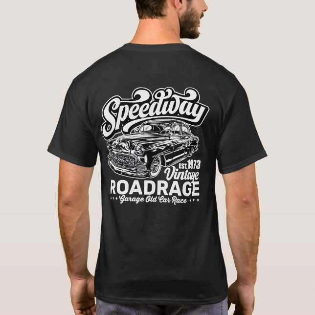 T-shirt Graphisme blanc de course de voiture classique de  (Dos)
