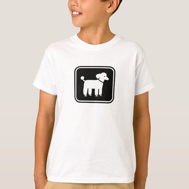 T-shirt Graphisme Caniche (Blanc sur Noir) (Devant)