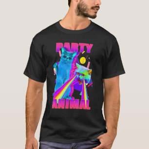 T-shirt Graphisme coloré d'animal de fête de chat des anné