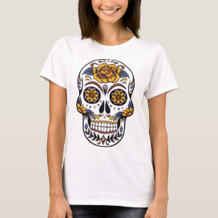 T-shirt Graphisme Crâne de Sucre pour Femmes Jour des Mort