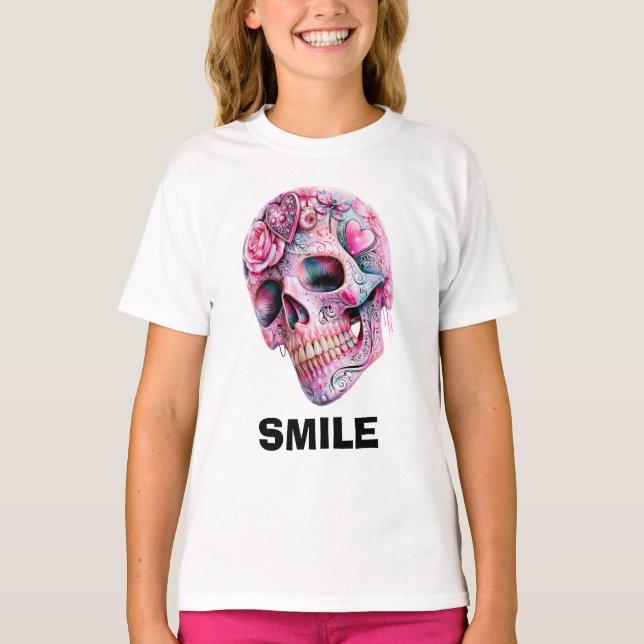 T-shirt Graphisme Crâne Sourire (Devant)