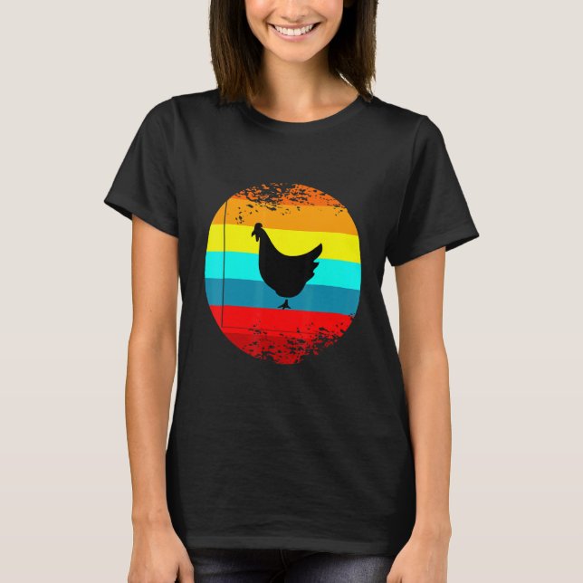T-shirt Graphisme d'animal de ferme rétro avec un poulet v (Devant)