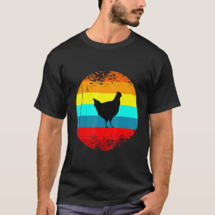 T-shirt Graphisme d'animal de ferme rétro avec une poule v