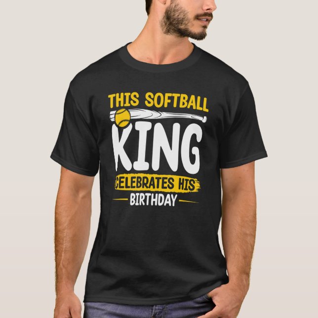 T-shirt Graphisme d'anniversaire de softball pour garçons  (Devant)