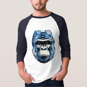 T-shirt Graphisme d'art de cyborg gorille bleu futuriste »