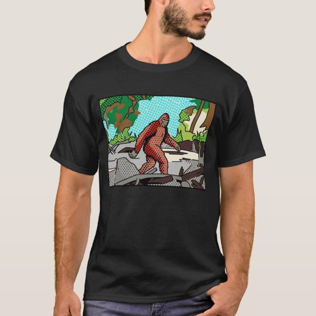 T-shirt Graphisme de bande dessinée de forêt de Sasquatch  (Devant)