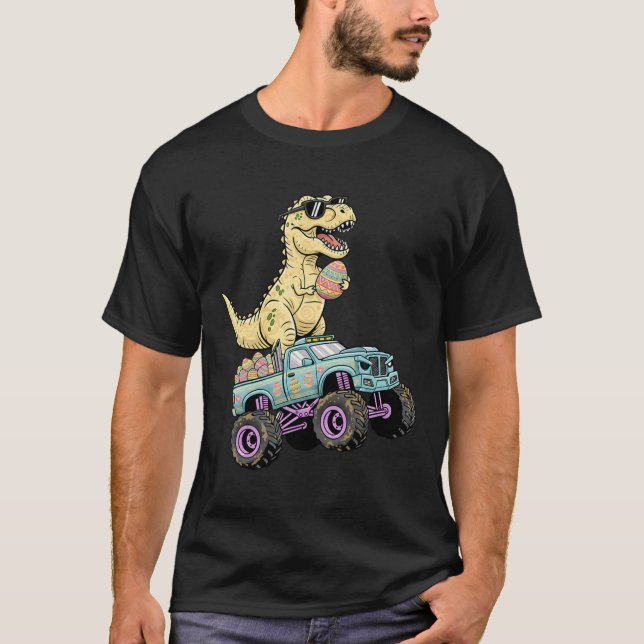 T-shirt Graphisme de camion monstre T Rex de Pâques pour e (Devant)